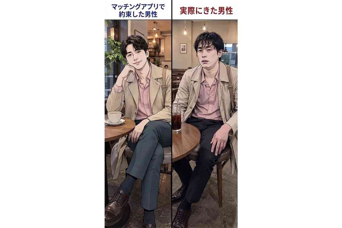 「このガッカリ感ハンパない…」マッチングアプリで “理想の男性” と会ってみたら…　ギャップ描く痛快イラストに「再現度高すぎwww」「お互いさまかな」