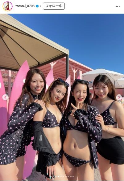「全男が釘付け」板野友美「会社のメンバー」とのビキニショットに「レベチで可愛い、、」