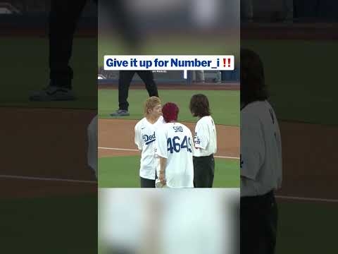 SHO HIRANO, YUTA JINGUJI and YUTA KISHI of Number_i threw out the first pitch at the Dodgers game! ?