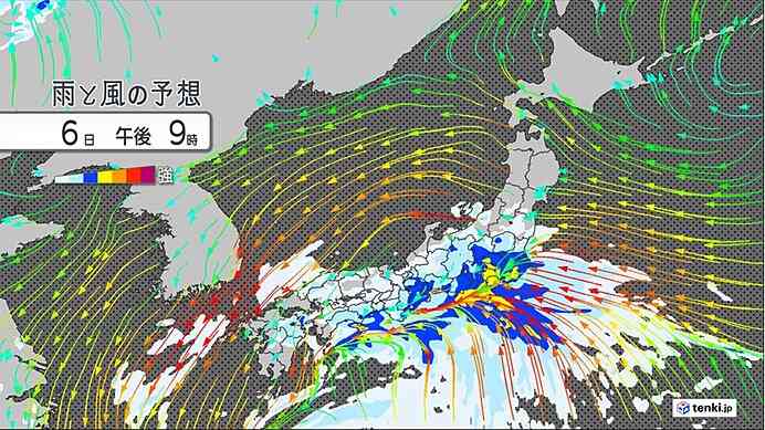 大雨エリア東へ　東海や関東で滝のような雨も　道路の冠水など警戒　6日(日)の天気(気象予報士 日直主任 2026年09月06日) - 日本気象協会 tenki.jp