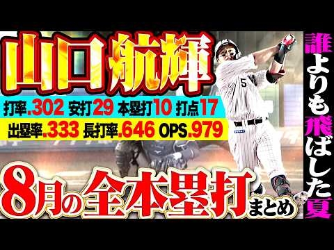 【誰よりも飛ばした夏】山口航輝『8月成績…打率.302 安打29 本塁打10 打点17 出塁率.333 長打率.646 OPS.979』