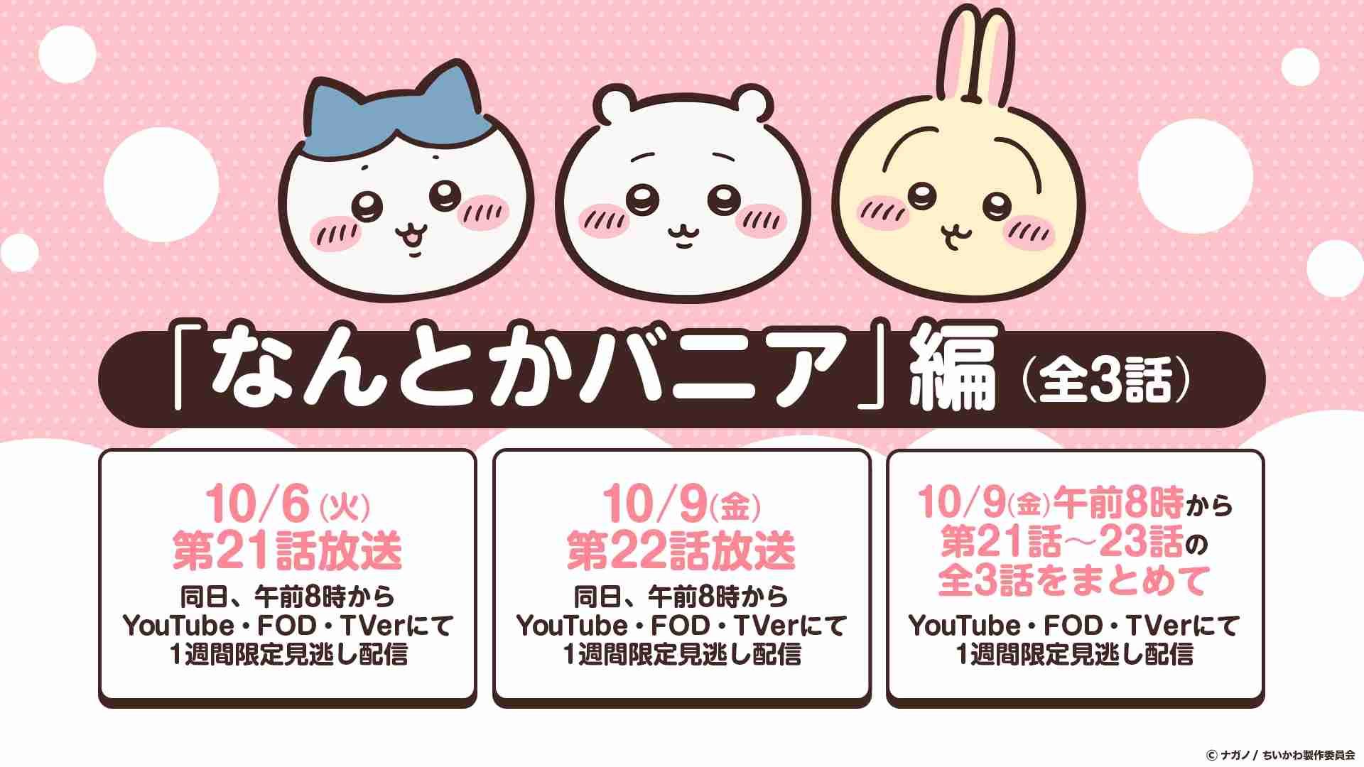 アニメ「ちいかわ」新作放送を一時休止しリバイバル放送へ、「なんとかバニア」編再び