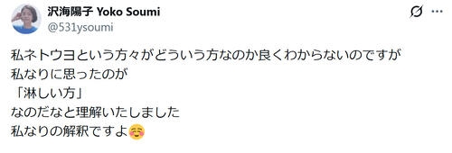 女優が「ネトウヨ」について私見「『淋しい方』なのだと理解いたしました」 - 芸能 : 日刊スポーツ